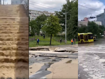 В Киеве из-за прорыва трубы затопило станцию метро у ТРЦ Ocean Plaza (ВИДЕО)