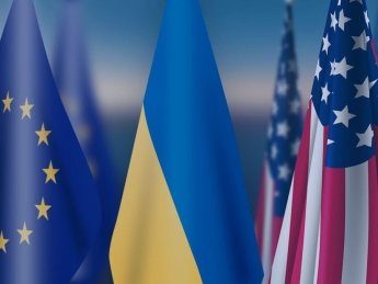 Прапори ЄС, України та США