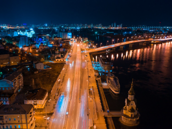 Київ вечір дорога річка вогні