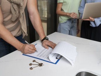 рієлтор угода ключі ноутбук люди руки підписування