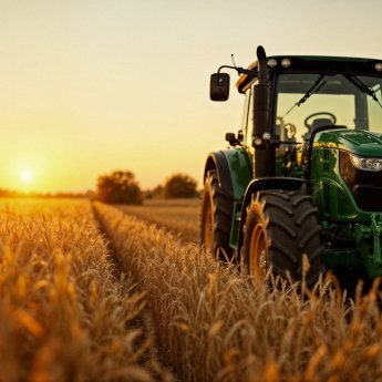 поле, пшеница, трактор