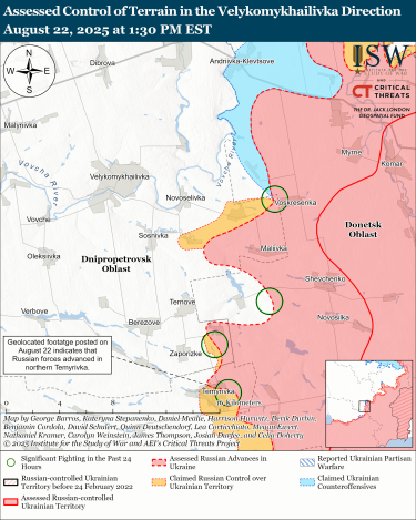 Фото 8 — Карта бойових дій в Україні на 23 серпня 2025 року