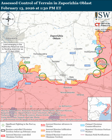 Фото 6 — Карта бойових дій в Україні на 14 лютого 2026 року