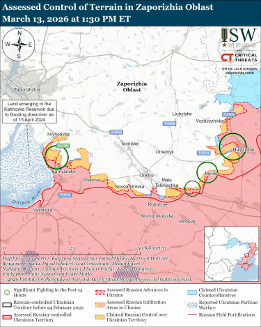 Фото 12 — Карта боевых действий в Украине на 14 марта 2026 года