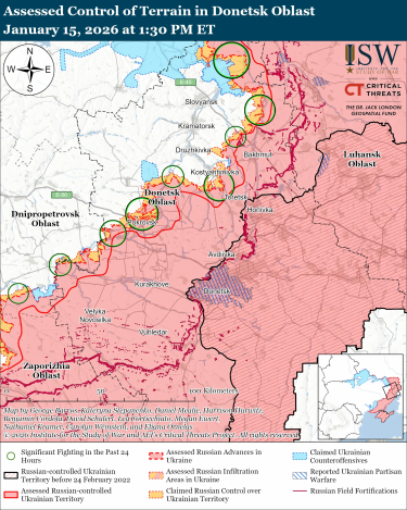 Фото 2 — Карта бойових дій в Україні на 16 січня 2026 року