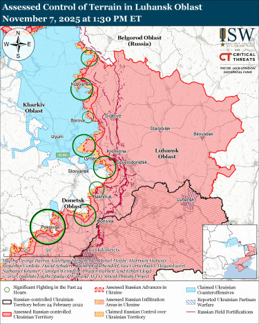 Фото 3 — Карта бойових дій в Україні на 8 листопада 2025 року