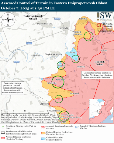 Фото 12 — Карта боевых действий в Украине на 8 октября 2025 года