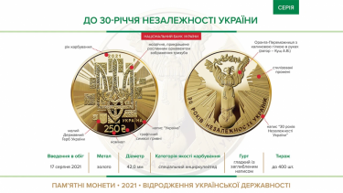 Фото 3 — НБУ ко Дню независимости вводит монету с QR-кодом из серебра и 250-гривневую из золота