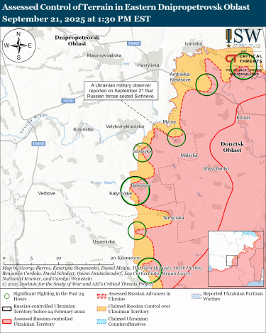 Фото 10 — Карта боевых действий в Украине на 22 сентября 2025 года