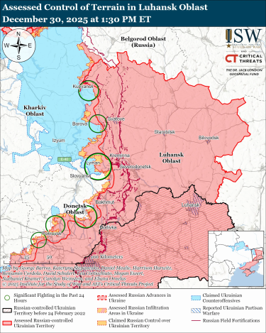Фото 3 — Карта бойових дій в Україні на 31 грудня 2025 року