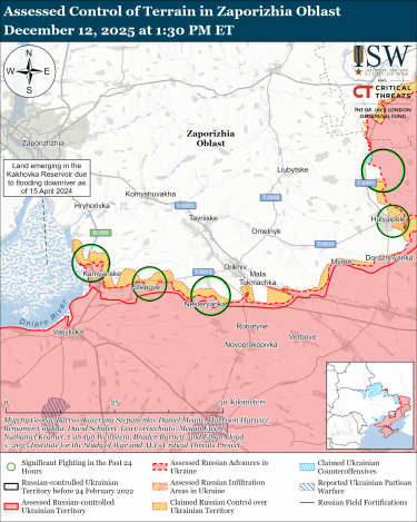 Фото 9 — Карта бойових дій в Україні на 13 грудня 2025 року