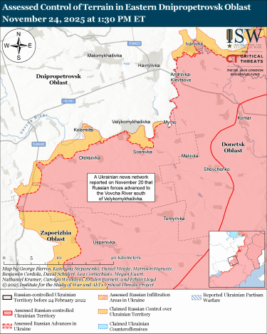 Фото 12 — Карта бойових дій в Україні на 25 листопада 2025 року