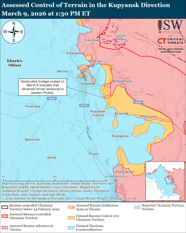 Фото 13 — Карта боевых действий в Украине на 10 марта 2026 года