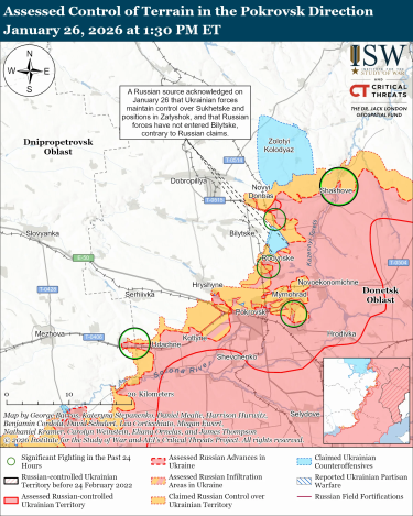 Фото 7 — Карта бойових дій в Україні на 27 січня 2026 року