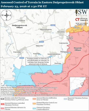 Фото 13 — Карта бойових дій в Україні на 24 лютого 2026 року