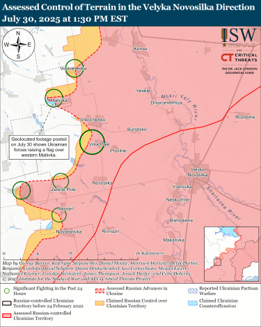 Фото 10 — Карта бойових дій в Україні на 31 липня 2025 року