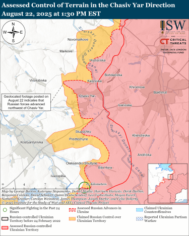 Фото 3 — Карта бойових дій в Україні на 23 серпня 2025 року