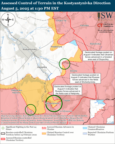 Фото 5 — Карта бойових дій в Україні на 6 серпня 2025 року