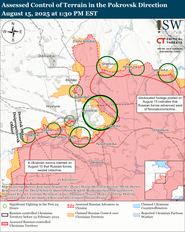 Фото 7 — Карта бойових дій в Україні на 16 серпня 2025 року