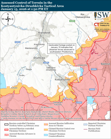 Фото 8 — Карта бойових дій в Україні на 16 січня 2026 року