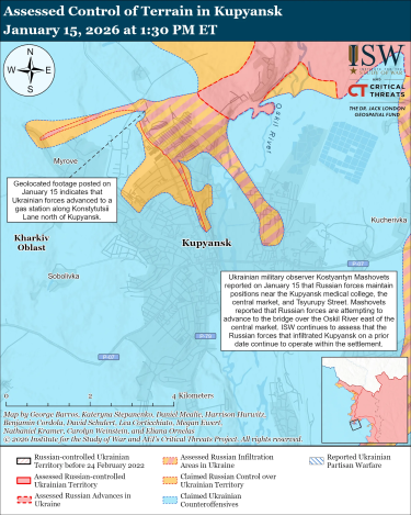 Фото 12 — Карта бойових дій в Україні на 16 січня 2026 року