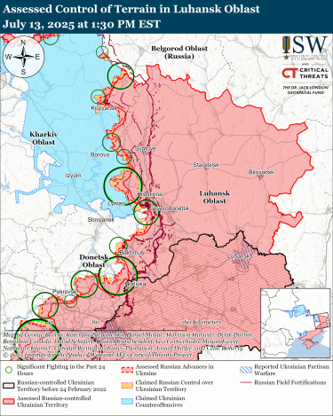 Фото 5 — Карта бойових дій в Україні на 14 липня 2025 року
