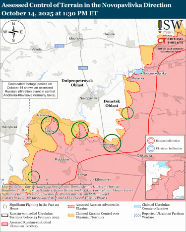 Фото 7 — Карта боевых действий в Украине на 15 октября 2025 года