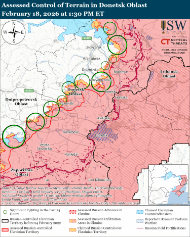 Фото 2 — Карта боевых действий в Украине на 19 февраля 2026 года