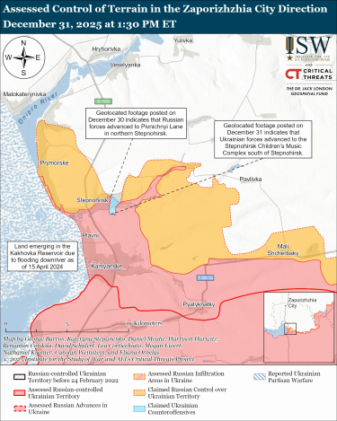 Фото 6 — Карта боевых действий в Украине на 1 января 2026 года