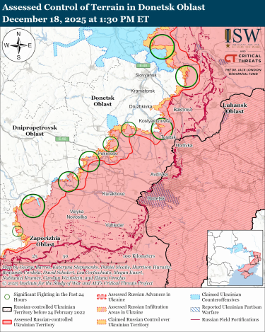Фото 3 — Карта боевых действий в Украине на 19 декабря 2025 года