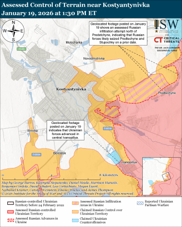 Фото 10 — Карта боевых действий в Украине на 20 января 2026 года