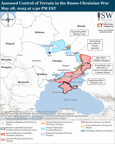 Фото 13 — Карта бойових дій в Україні на 29 травня 2025 року