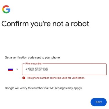 Фото 2 — Google запретил регистрацию аккаунтов с российских номеров