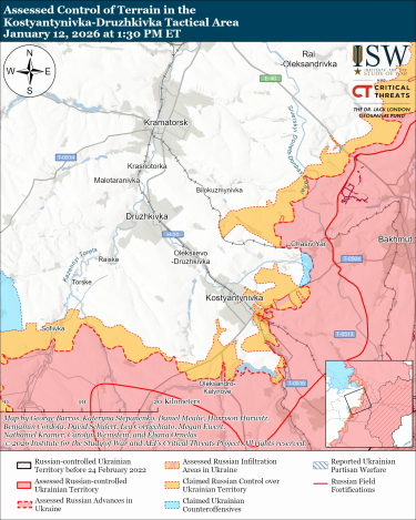Фото 7 — Карта бойових дій в Україні на 13 січня 2026 року