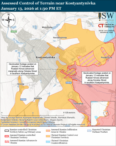 Фото 5 — Карта боевых действий в Украине на 14 января 2026 года