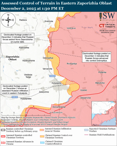 Фото 12 — Карта боевых действий в Украине на 3 декабря 2025 года