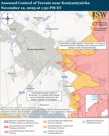 Фото 11 — Карта бойових дій в Україні на 13 листопада 2025 року