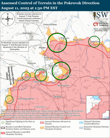 Фото 7 — Карта бойових дій в Україні на 12 серпня 2025 року