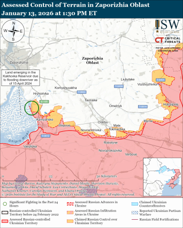 Фото 6 — Карта боевых действий в Украине на 14 января 2026 года
