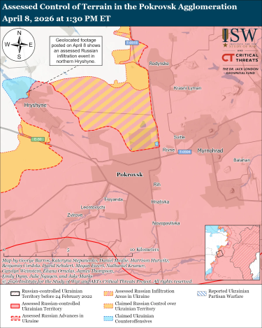 Фото 10 — Карта боевых действий в Украине на 9 апреля 2026 года