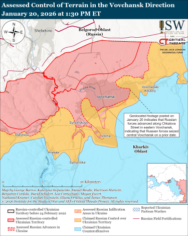 Фото 12 — Карта бойових дій в Україні на 21 січня 2026 року