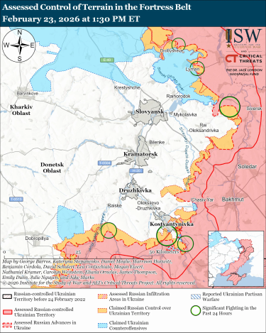 Фото 9 — Карта бойових дій в Україні на 24 лютого 2026 року