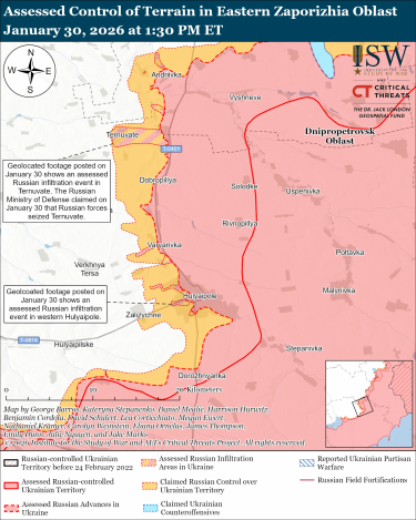 Фото 8 — Карта боевых действий в Украине на 31 января 2026 года