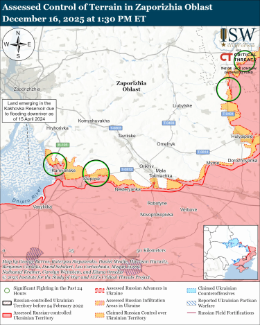 Фото 9 — Карта бойових дій в Україні на 17 грудня 2025 року