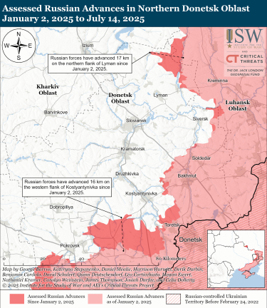 Фото 4 — Карта бойових дій в Україні на 15 липня 2025 року