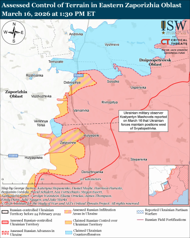 Фото 14 — Карта боевых действий в Украине на 17 марта 2026 года