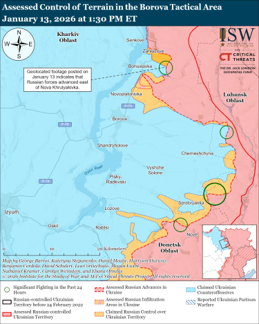 Фото 13 — Карта боевых действий в Украине на 14 января 2026 года