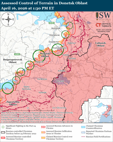 Фото 2 — Карта бойових дій в Україні на 17 квітня 2026 року