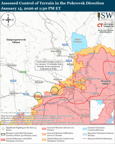 Фото 6 — Карта бойових дій в Україні на 16 січня 2026 року