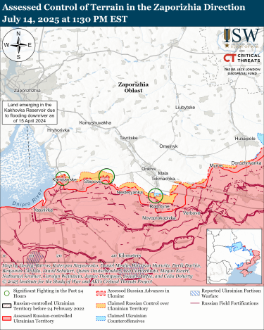 Фото 10 — Карта бойових дій в Україні на 15 липня 2025 року